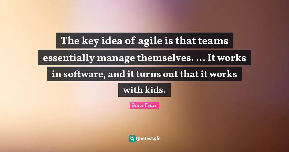 The key idea of agile is that teams essentially manage themselves. ... It works in software, and it turns out that it works with kids.