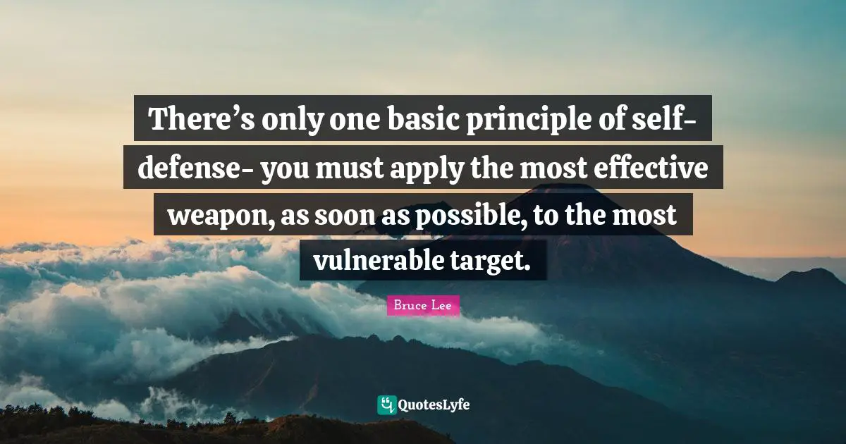 There’s only one basic principle of self-defense- you must apply the most effective weapon, as soon as possible, to the most vulnerable target.