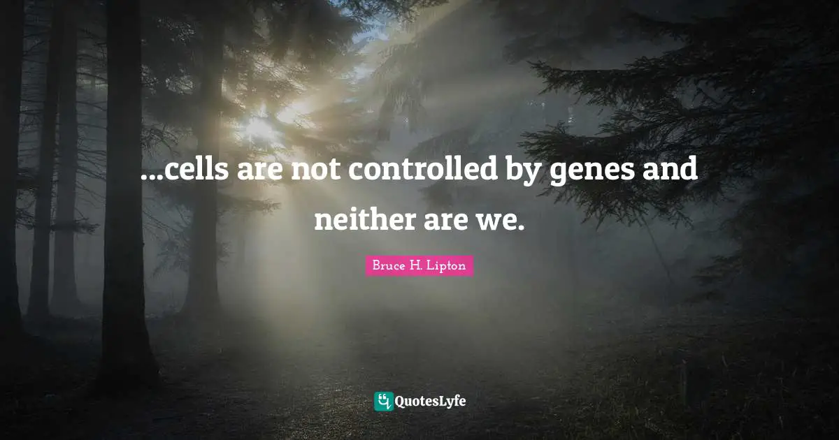 ...cells are not controlled by genes and neither are we.