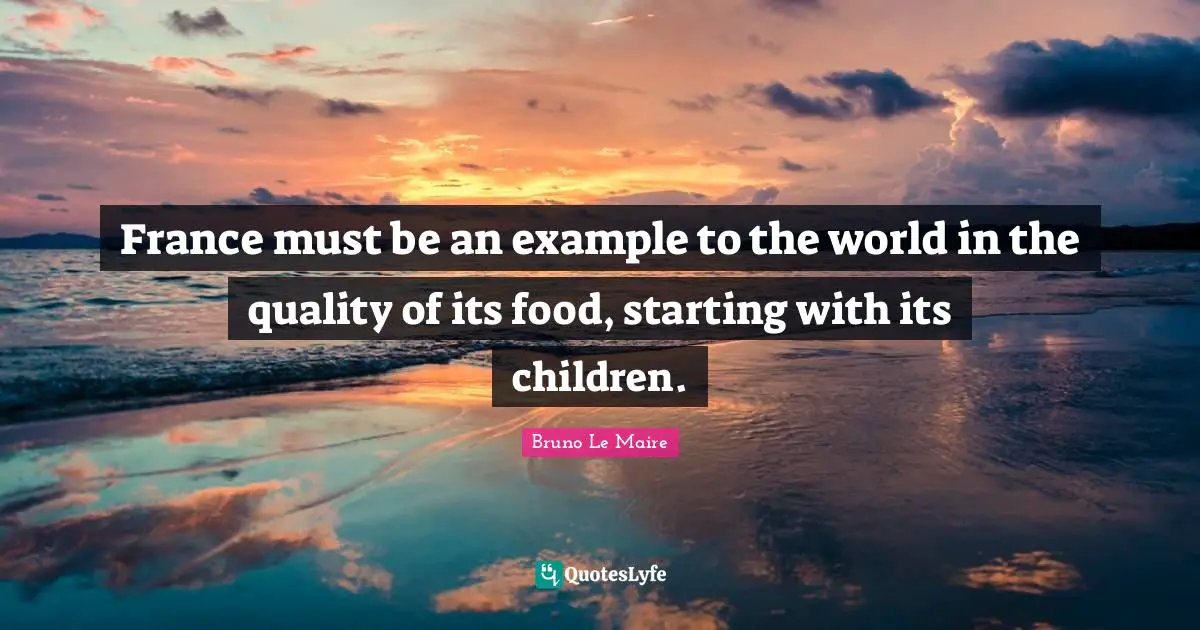 France must be an example to the world in the quality of its food, starting with its children.