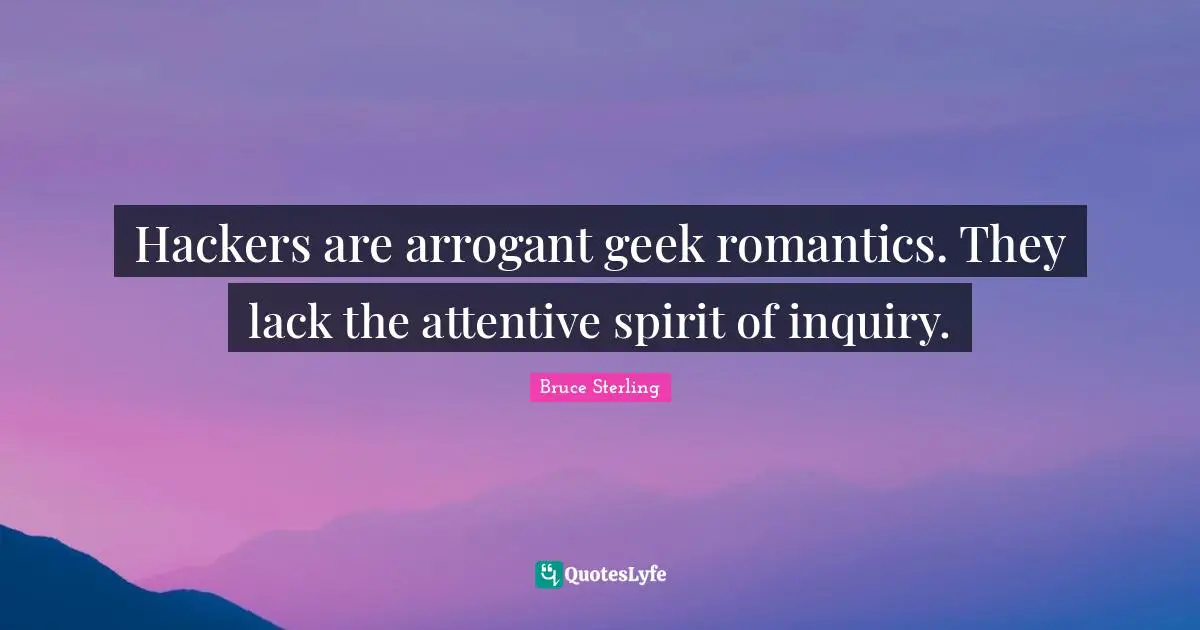 Hackers are arrogant geek romantics. They lack the attentive spirit of inquiry.