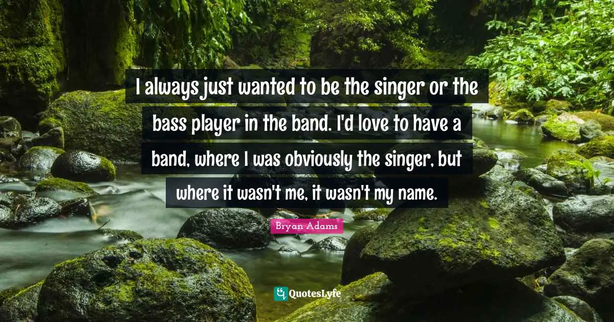 I always just wanted to be the singer or the bass player in the band. I'd love to have a band, where I was obviously the singer, but where it wasn't me, it wasn't my name.