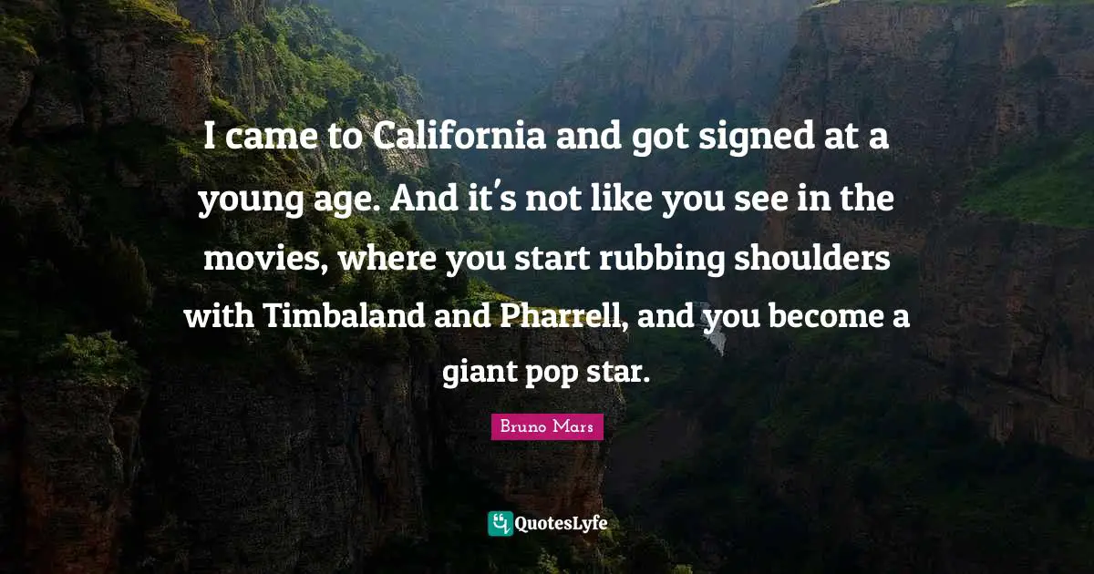I came to California and got signed at a young age. And it's not like you see in the movies, where you start rubbing shoulders with Timbaland and Pharrell, and you become a giant pop star.