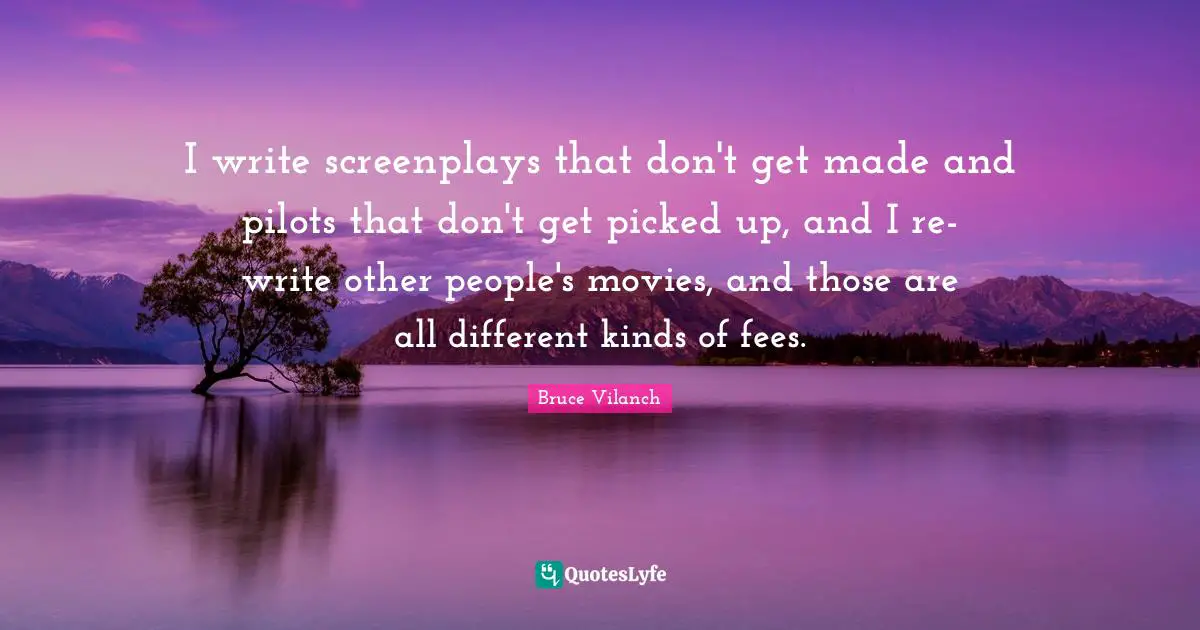 Fees Quotes: "I write screenplays that don't get made and pilots that don't get picked up, and I re-write other people's movies, and those are all different kinds of fees."