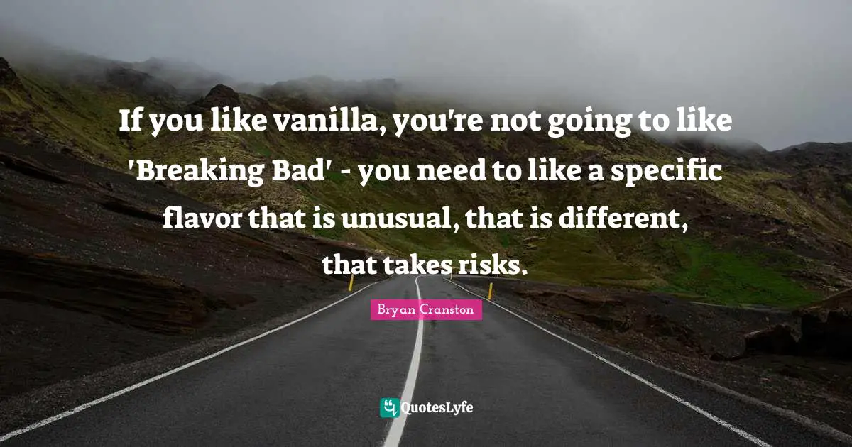 Vanilla Quotes: "If you like vanilla, you're not going to like 'Breaking Bad' - you need to like a specific flavor that is unusual, that is different, that takes risks."