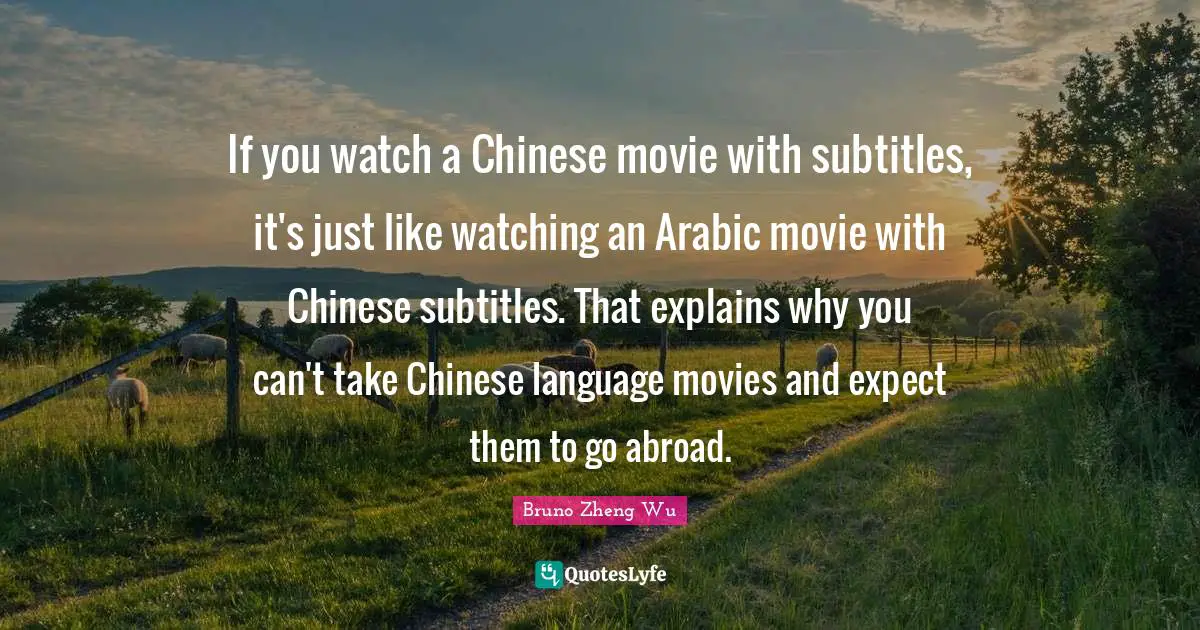 If you watch a Chinese movie with subtitles, it's just like watching an Arabic movie with Chinese subtitles. That explains why you can't take Chinese language movies and expect them to go abroad.