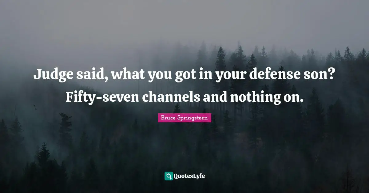 Judge said, what you got in your defense son? Fifty-seven channels and nothing on.