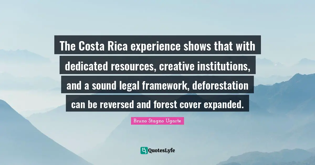 The Costa Rica experience shows that with dedicated resources, creative institutions, and a sound legal framework, deforestation can be reversed and forest cover expanded.