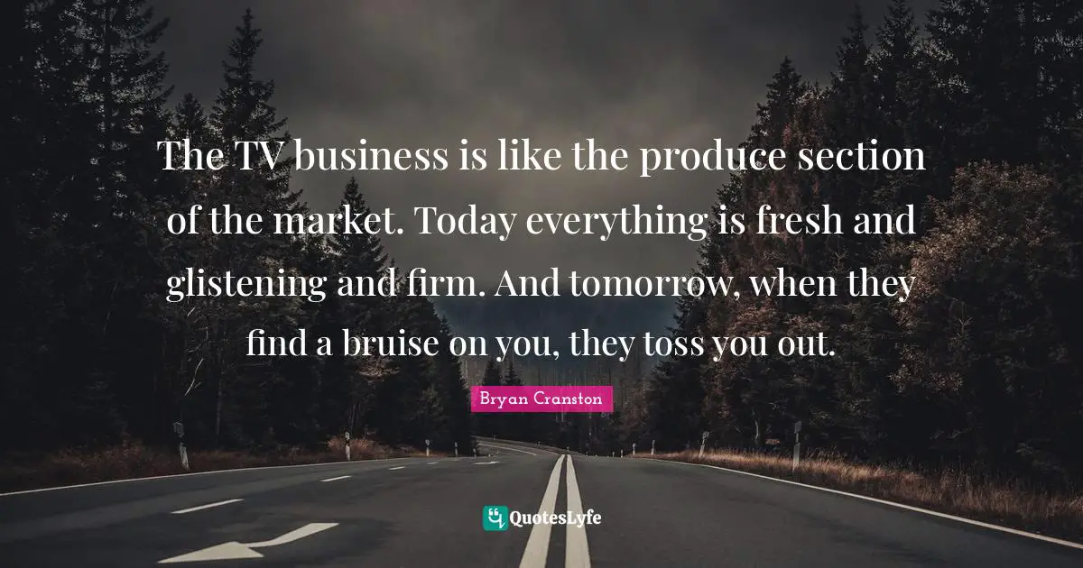 Bruises Quotes: "The TV business is like the produce section of the market. Today everything is fresh and glistening and firm. And tomorrow, when they find a bruise on you, they toss you out."
