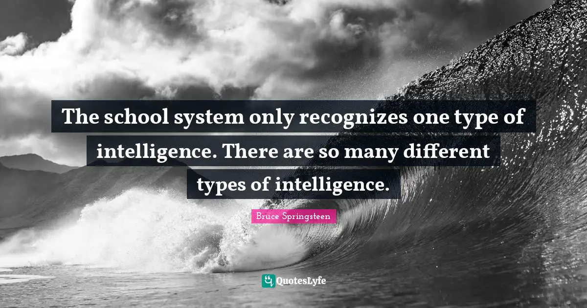 The school system only recognizes one type of intelligence. There are so many different types of intelligence.