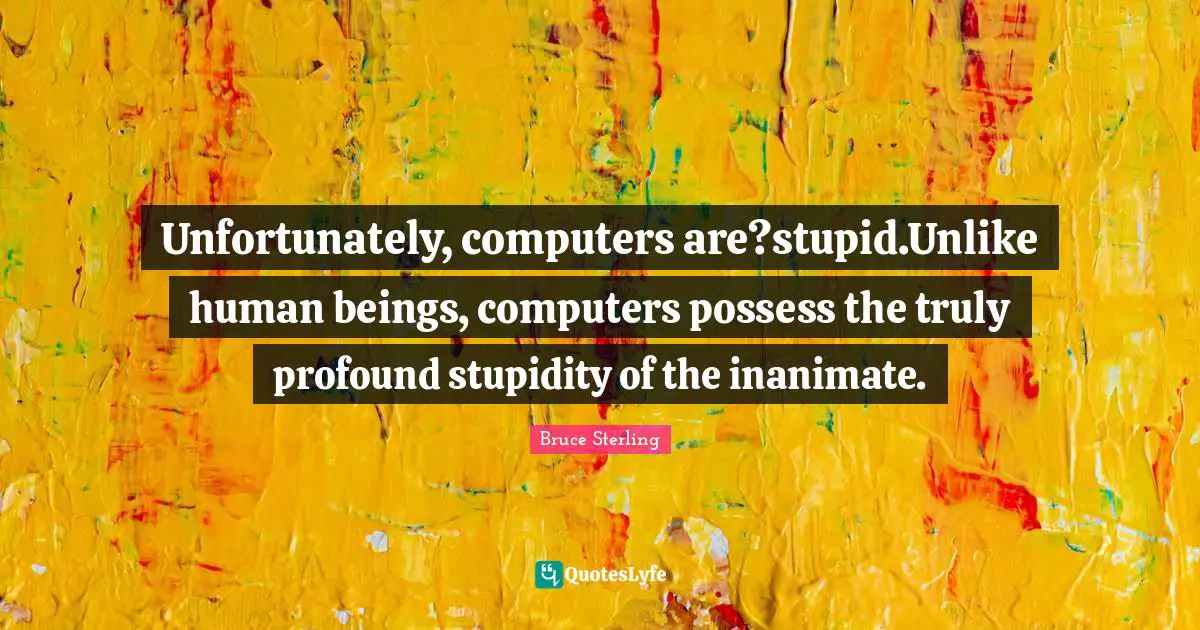 Unfortunately, computers are?stupid.Unlike human beings, computers possess the truly profound stupidity of the inanimate.