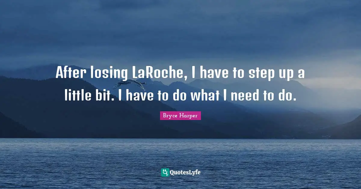 Step Up Quotes: "After losing LaRoche, I have to step up a little bit. I have to do what I need to do."