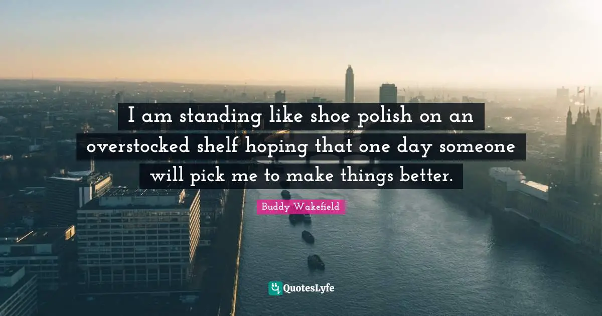 I am standing like shoe polish on an overstocked shelf hoping that one day someone will pick me to make things better.
