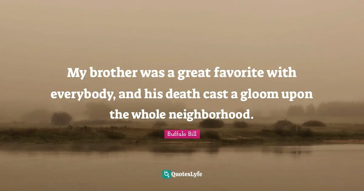 My brother was a great favorite with everybody, and his death cast a gloom upon the whole neighborhood.