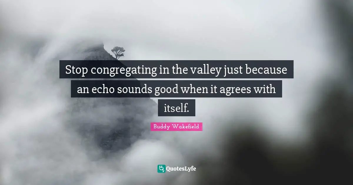 Stop congregating in the valley just because an echo sounds good when it agrees with itself.