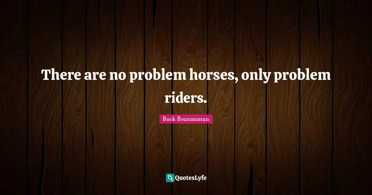 Buck Brannaman Quotes: "There are no problem horses, only problem riders."
