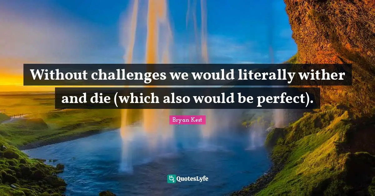 Without challenges we would literally wither and die (which also would be perfect).
