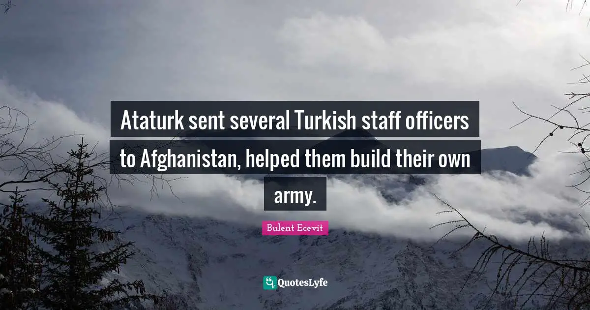 Ataturk sent several Turkish staff officers to Afghanistan, helped them build their own army.