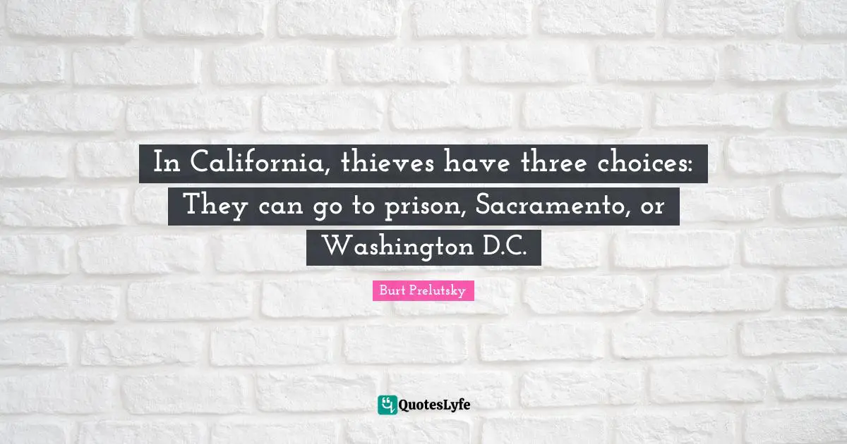 In California, thieves have three choices: They can go to prison, Sacramento, or Washington D.C.