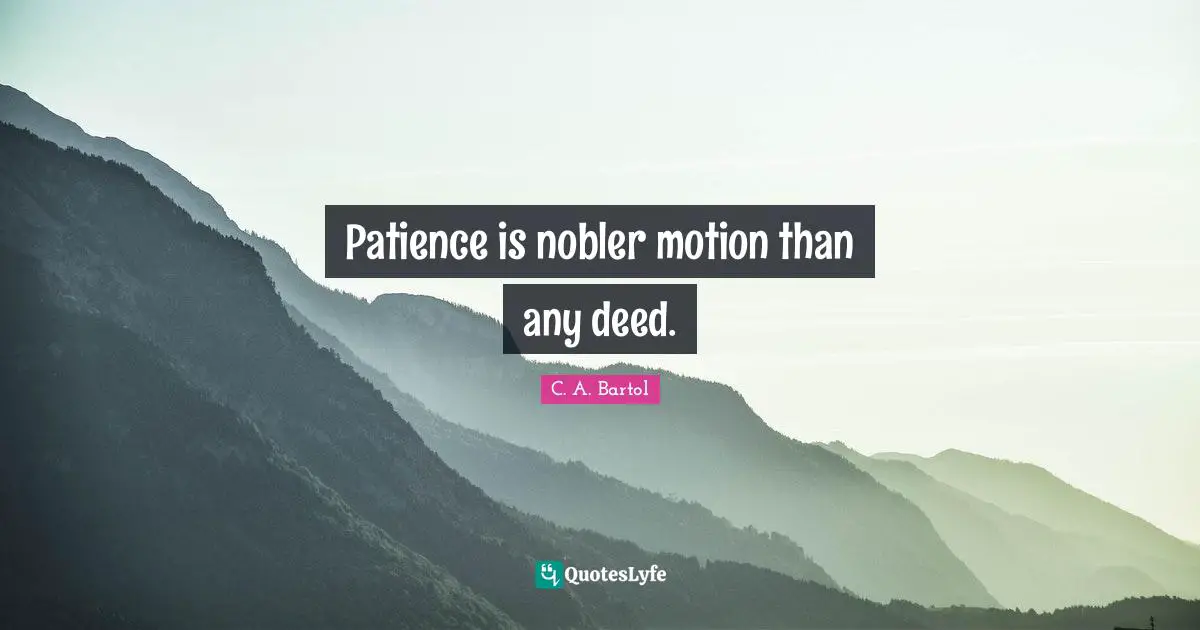 Patience is nobler motion than any deed.