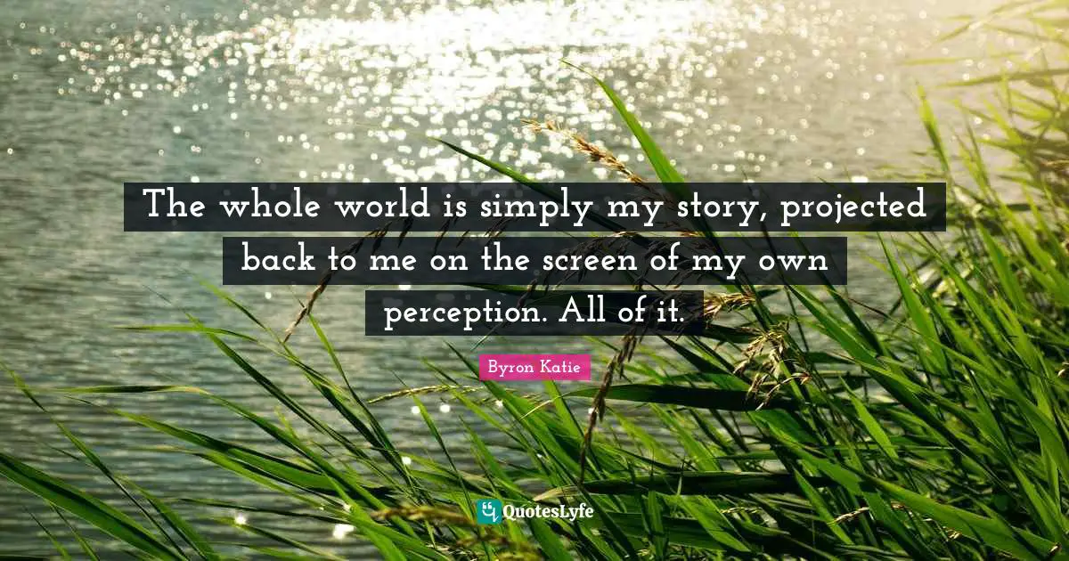 The whole world is simply my story, projected back to me on the screen of my own perception. All of it.