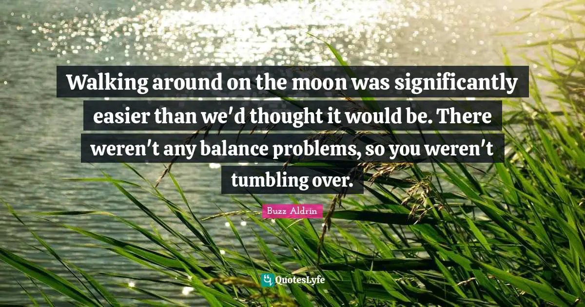 Walking around on the moon was significantly easier than we'd thought it would be. There weren't any balance problems, so you weren't tumbling over.
