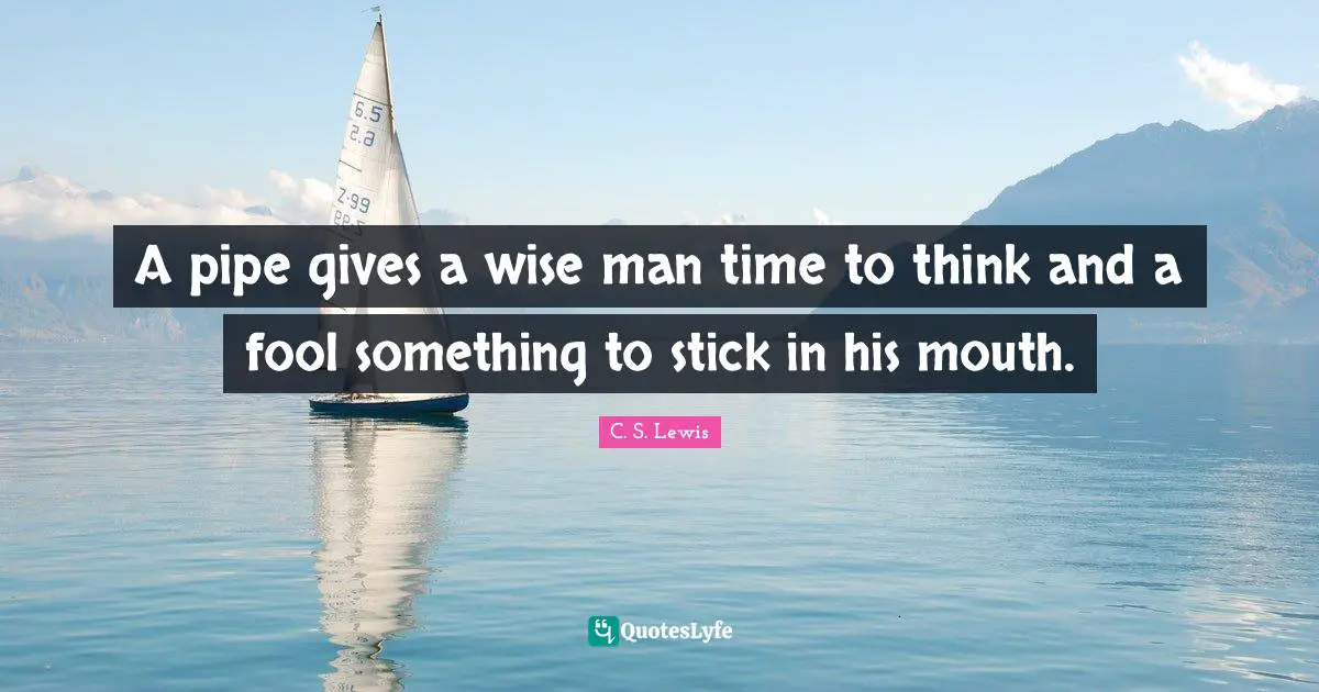 A pipe gives a wise man time to think and a fool something to stick in his mouth.