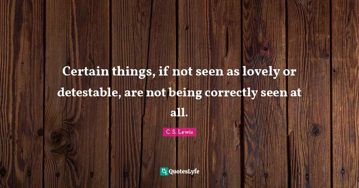 Certain things, if not seen as lovely or detestable, are not being correctly seen at all.
