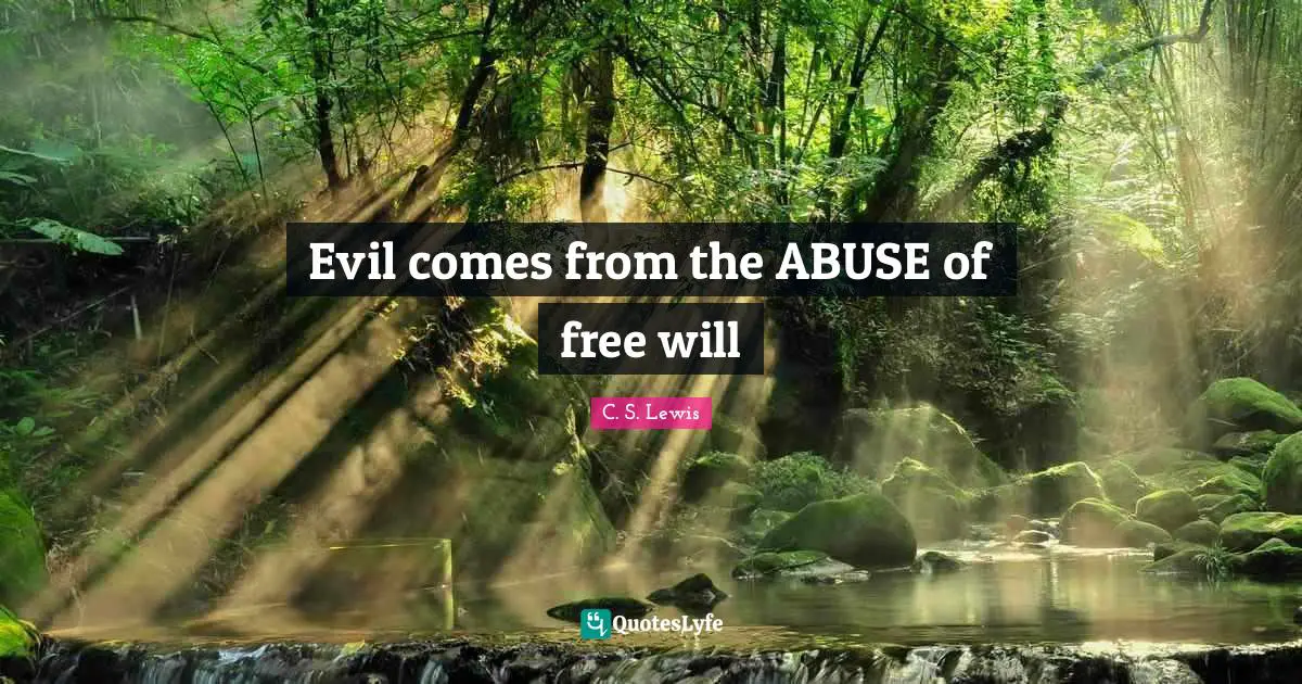 Evil comes from the ABUSE of free will