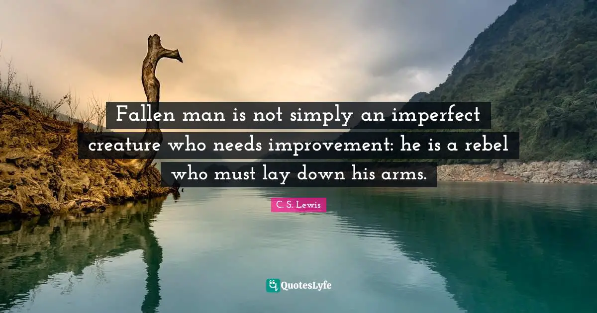 Rebel Quotes: "Fallen man is not simply an imperfect creature who needs improvement: he is a rebel who must lay down his arms."