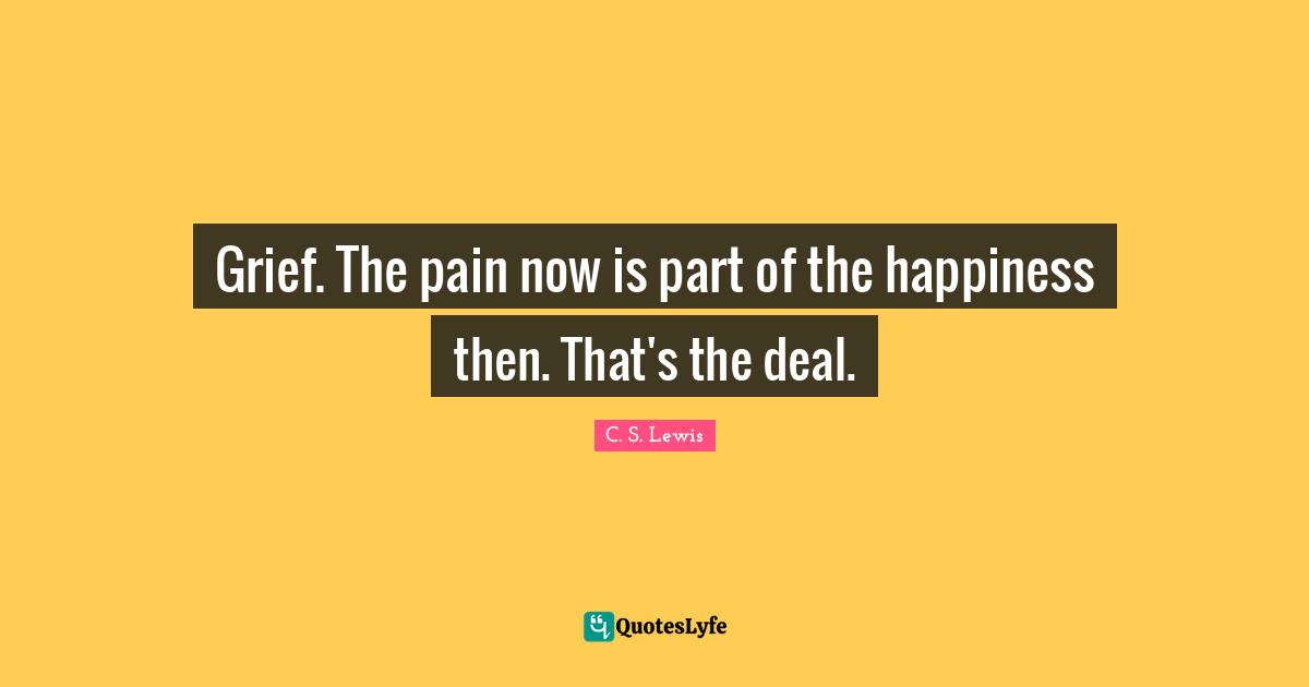 Grief. The pain now is part of the happiness then. That's the deal.