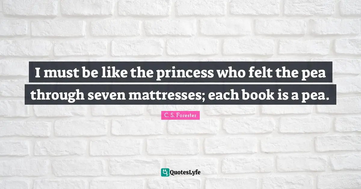 I must be like the princess who felt the pea through seven mattresses; each book is a pea.