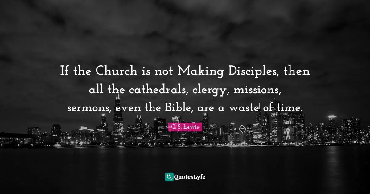 If the Church is not Making Disciples, then all the cathedrals, clergy, missions, sermons, even the Bible, are a waste of time.