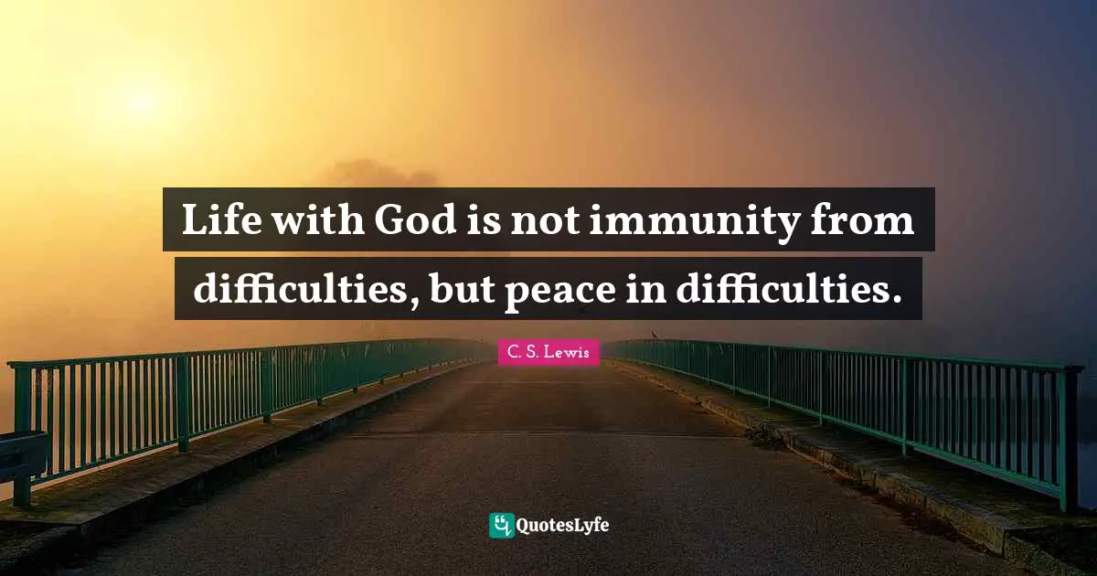 Peace Quotes: "Life with God is not immunity from difficulties, but peace in difficulties."