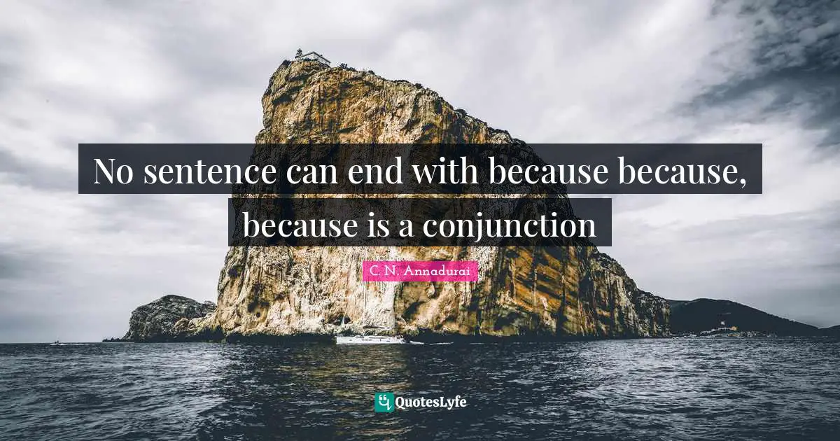 No sentence can end with because because, because is a conjunction