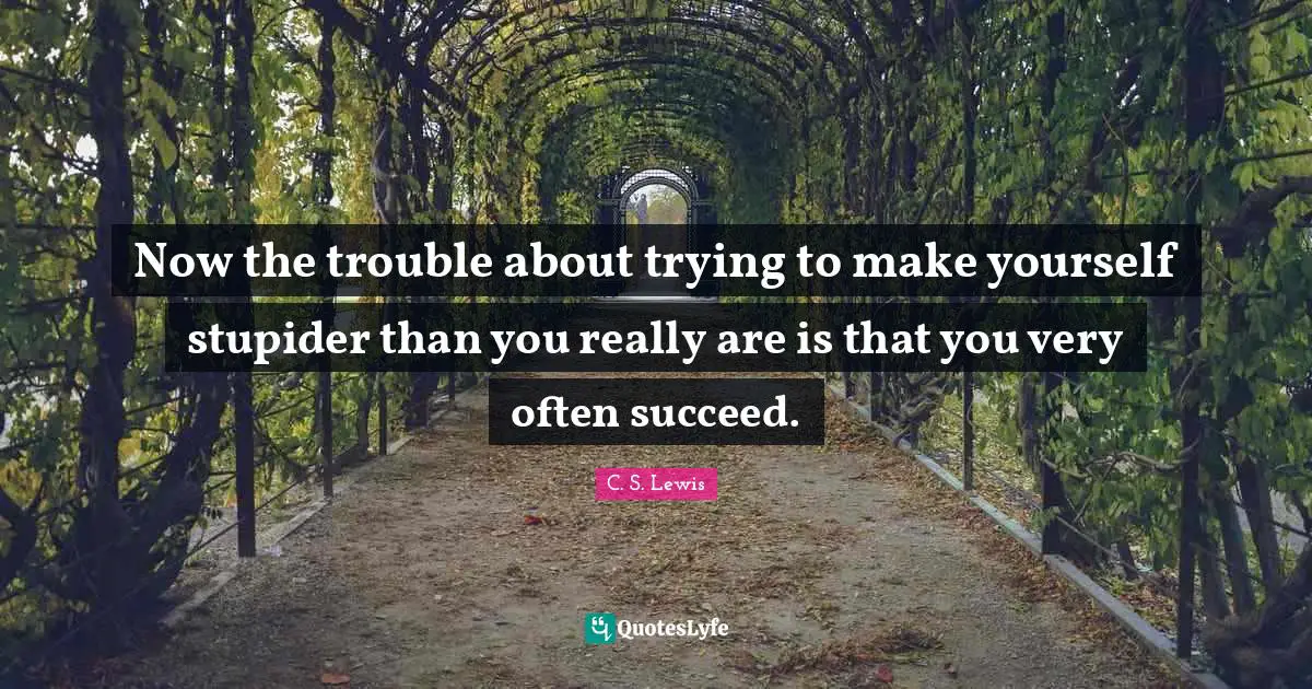 Now the trouble about trying to make yourself stupider than you really are is that you very often succeed.
