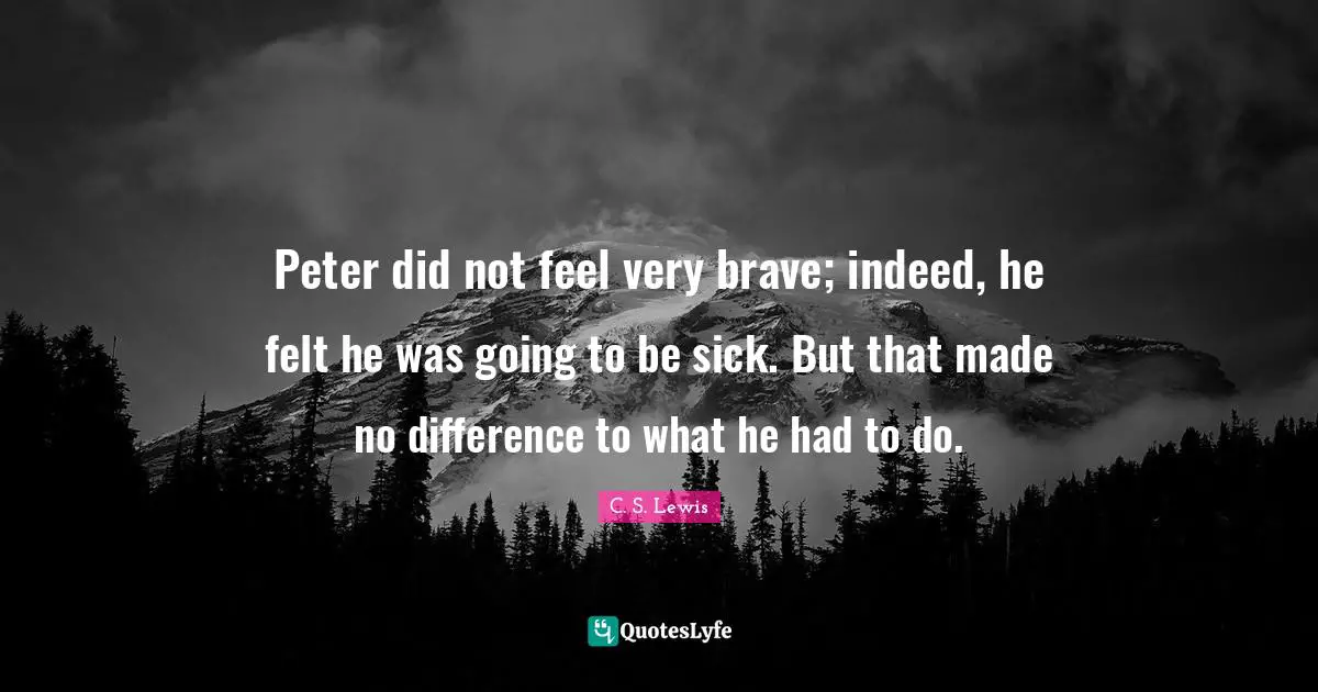 Peter did not feel very brave; indeed, he felt he was going to be sick. But that made no difference to what he had to do.