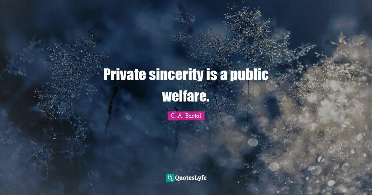 Private sincerity is a public welfare.
