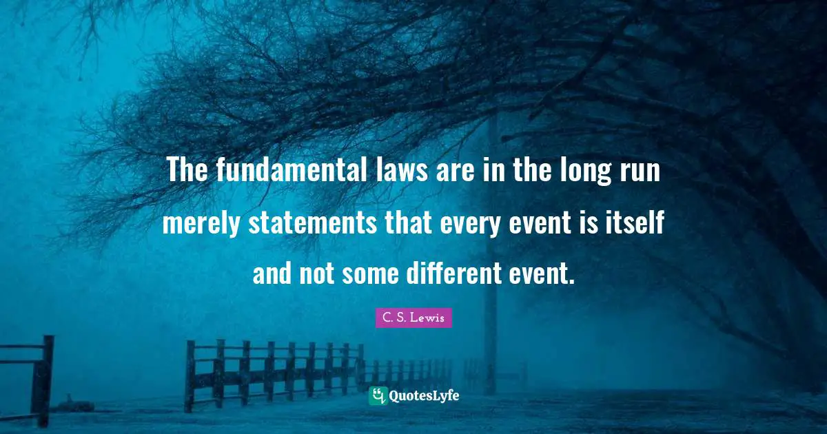 The fundamental laws are in the long run merely statements that every event is itself and not some different event.