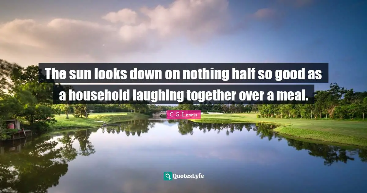 The sun looks down on nothing half so good as a household laughing together over a meal.