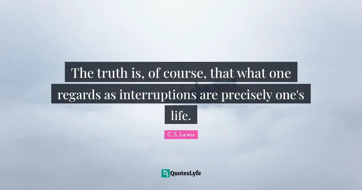 The truth is, of course, that what one regards as interruptions are precisely one's life.