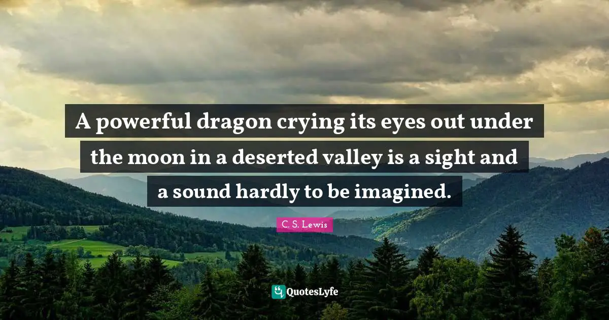 A powerful dragon crying its eyes out under the moon in a deserted valley is a sight and a sound hardly to be imagined.