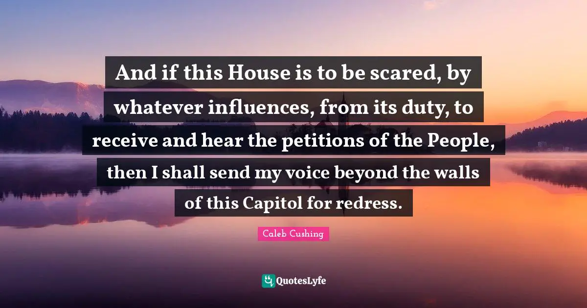 And if this House is to be scared, by whatever influences, from its duty, to receive and hear the petitions of the People, then I shall send my voice beyond the walls of this Capitol for redress.