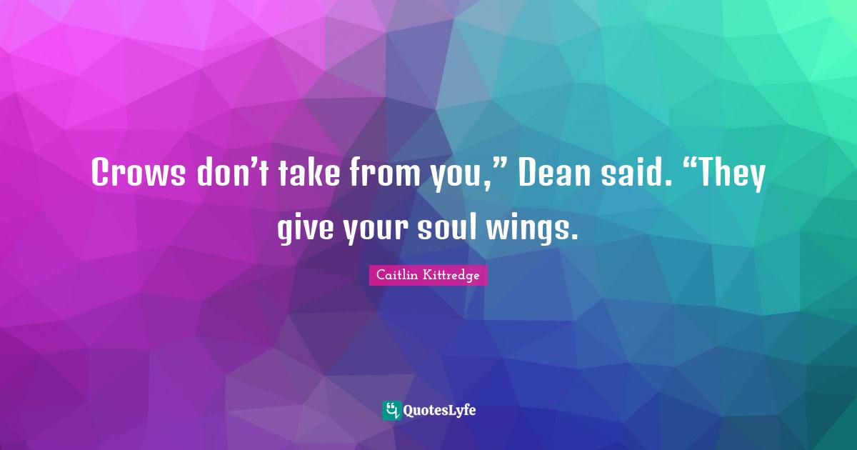 Crows don’t take from you,” Dean said. “They give your soul wings.