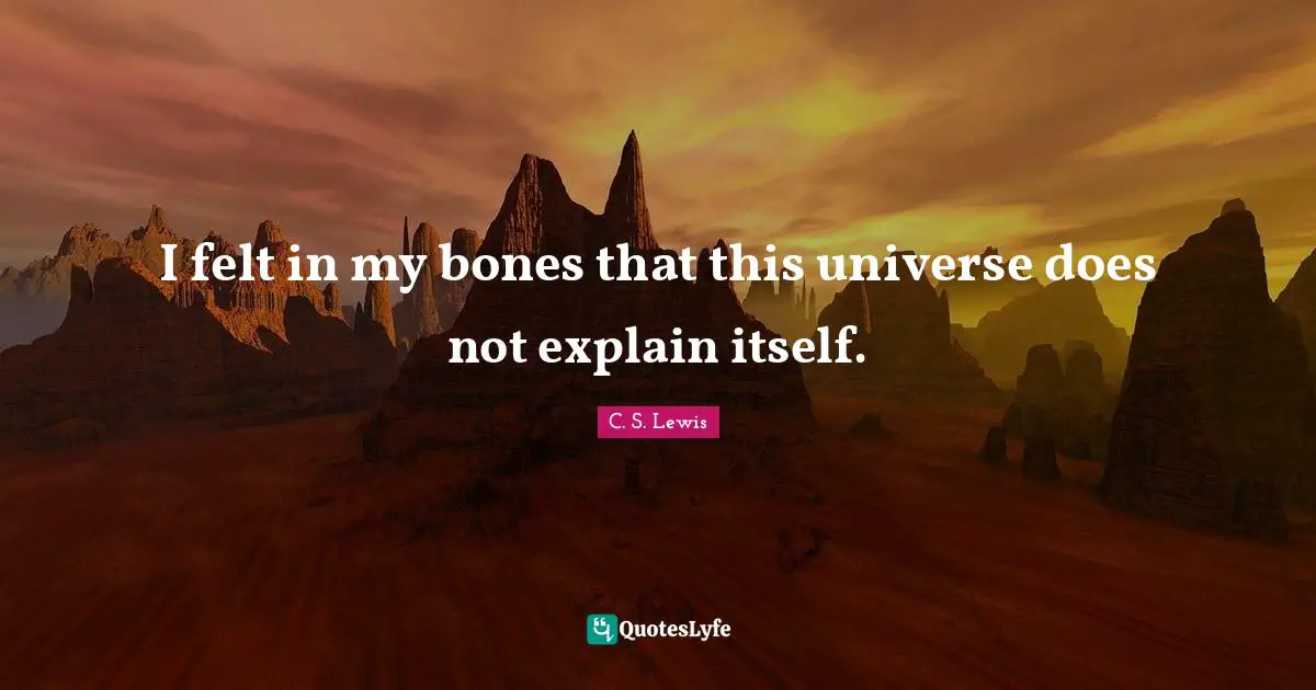 I felt in my bones that this universe does not explain itself.