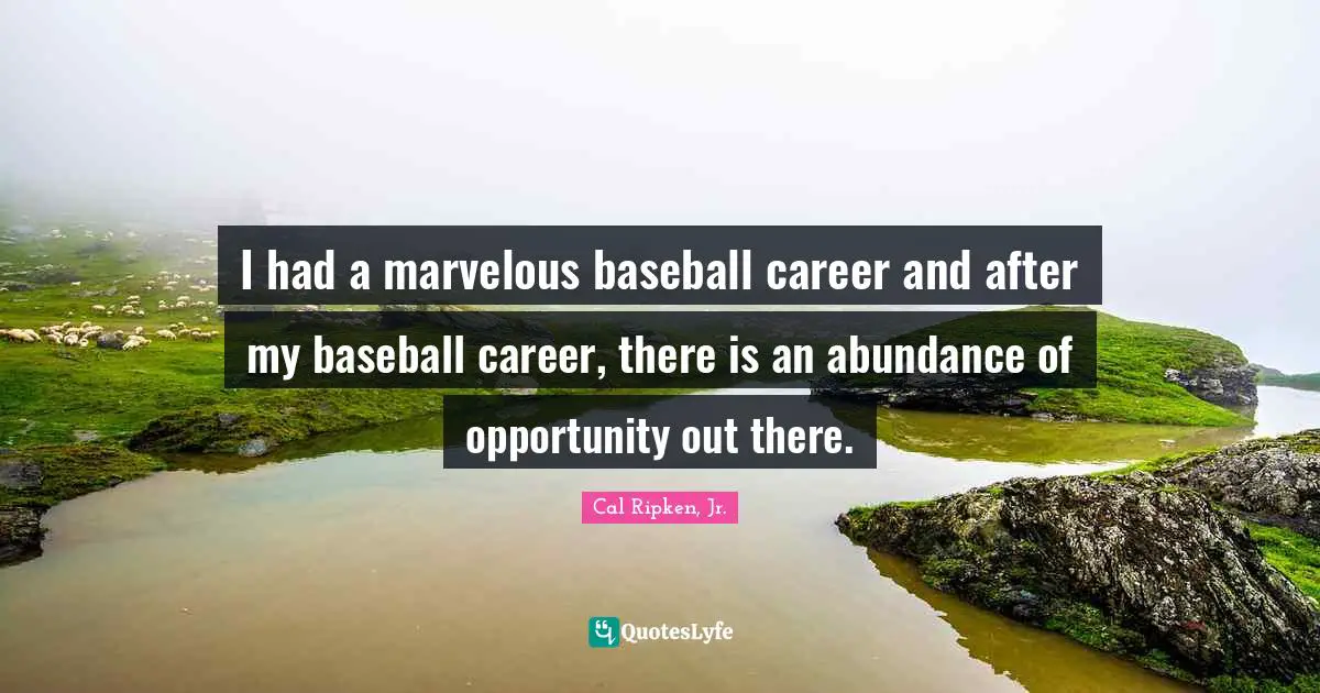I had a marvelous baseball career and after my baseball career, there is an abundance of opportunity out there.