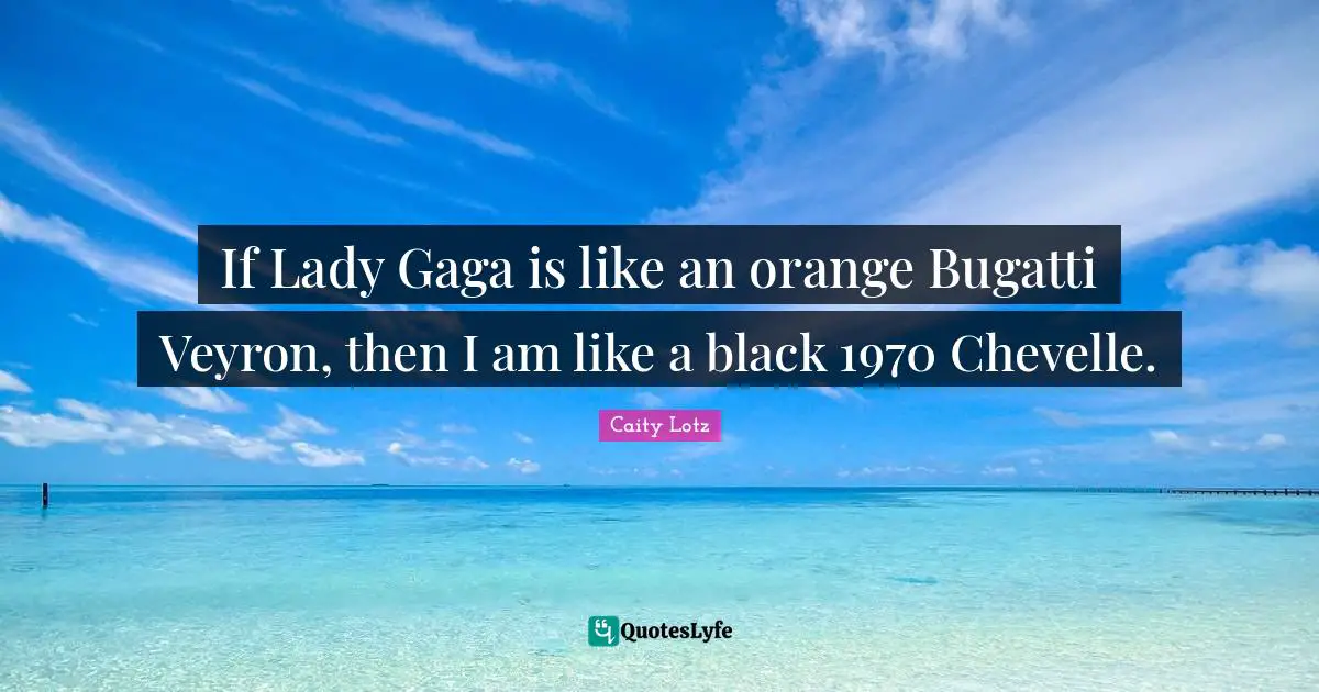 If Lady Gaga is like an orange Bugatti Veyron, then I am like a black 1970 Chevelle.