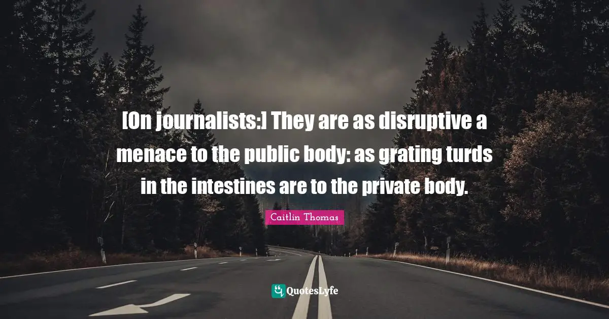 [On journalists:] They are as disruptive a menace to the public body: as grating turds in the intestines are to the private body.
