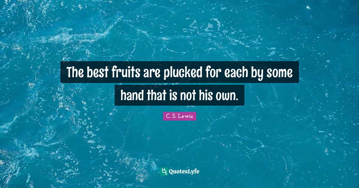 The best fruits are plucked for each by some hand that is not his own