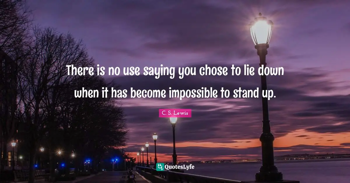 There is no use saying you chose to lie down when it has become impossible to stand up.